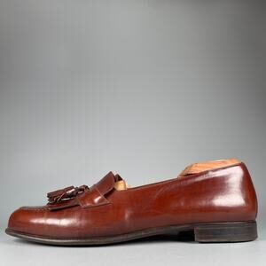 Salvatore Ferragamo Men’s 9 D Brown Leather Kiltie Slip On Tasseled Loafers EUC